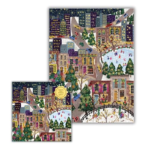 Galison Winter Lights Foil Puzzle, 500 Pieces, 20" x 20" Holiday Jigsaw Puzzle P8985