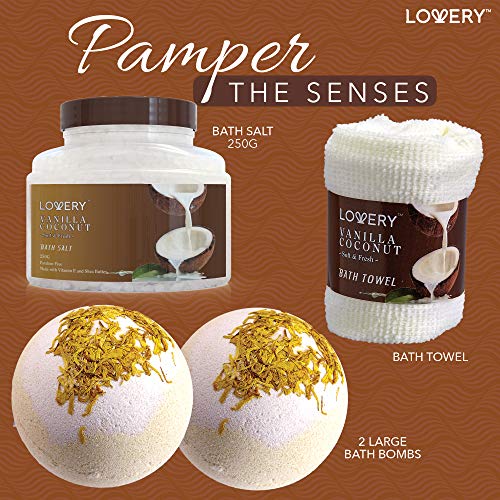 Vanilla Coconut Bath and Body Gift Basket 9 Piece Spa Set X78584