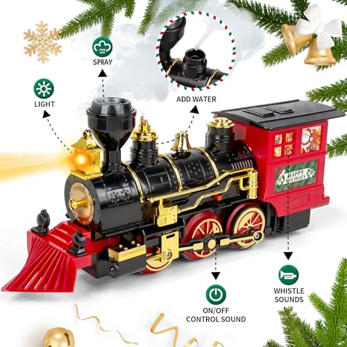 Kids Train Set with Steam Locomotive, Sounds & Lights for Boys Girls Ages 3-8 N4969