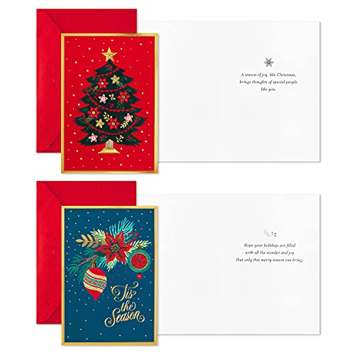 Hallmark Boxed Christmas Cards Festive Foil, 40 Cards with Envelopes S22215