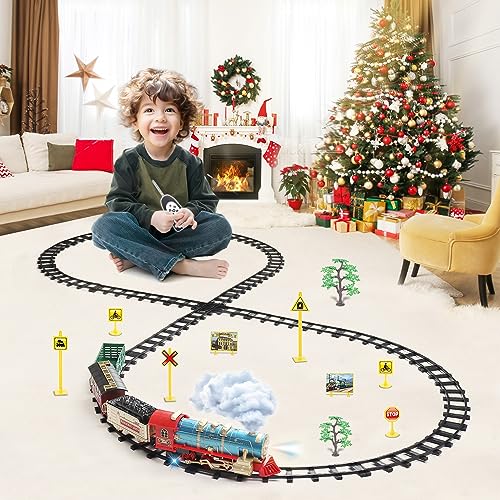 JUQU Christmas Train Set for Kids Ages 3-8 with Remote Control, Lights & Sounds X829788