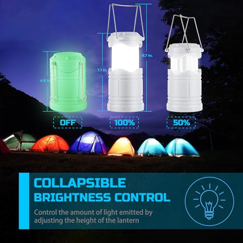 Lichamp LED Camping Lantern 4 Pack, Battery Powered Portable Hanging Light X975