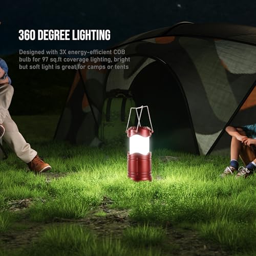 Lichamp LED Camping Lantern 4 Pack, Battery Powered Portable Hanging Light X975