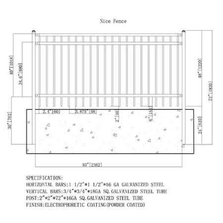 Aleko 8 ft. W Steel Fence Panel, Unassembled D44250