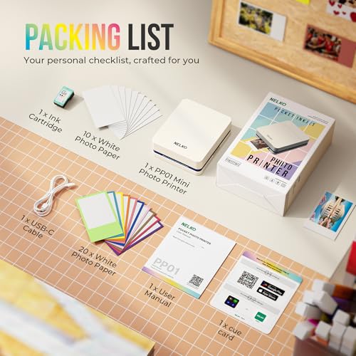 Nelko PP01 Portable Mini Photo Printer for iOS & Android, White Z15552