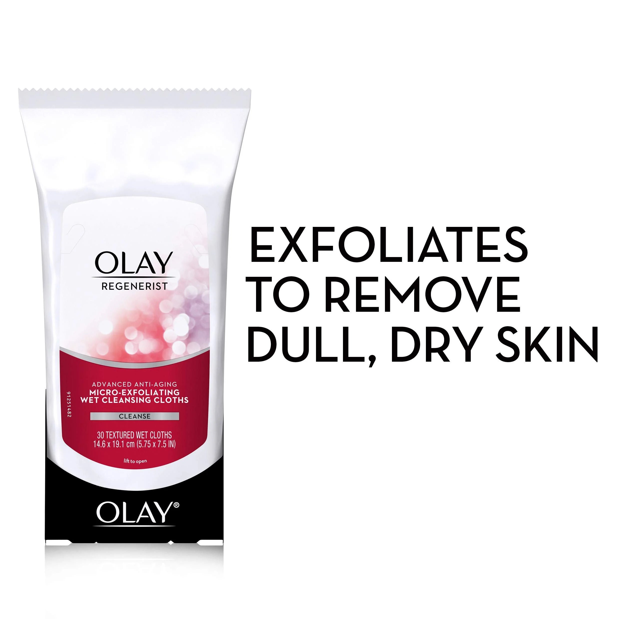 Olay Regenerist Micro-Exfoliating Wet Cleansing Cloths, 30 Count (Pack of 3) C269593