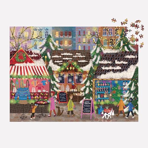 Galison Winter Lights Foil Puzzle, 500 Pieces, 20" x 20" Holiday Jigsaw Puzzle P8985