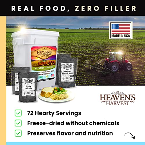 Heaven’s Harvest 25-Year Family Food Kit, Freeze Dried Emergency Food Supply in Waterproof Bucket J222