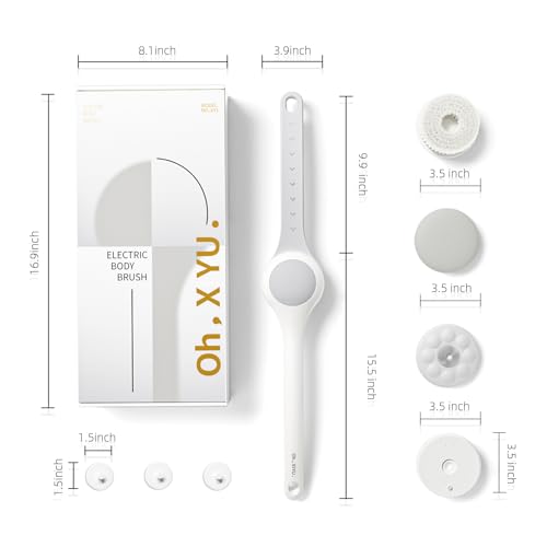 Electric Body Brush Back Scrubber for Shower, Waterproof Dual Handle with 3 Heads X695155