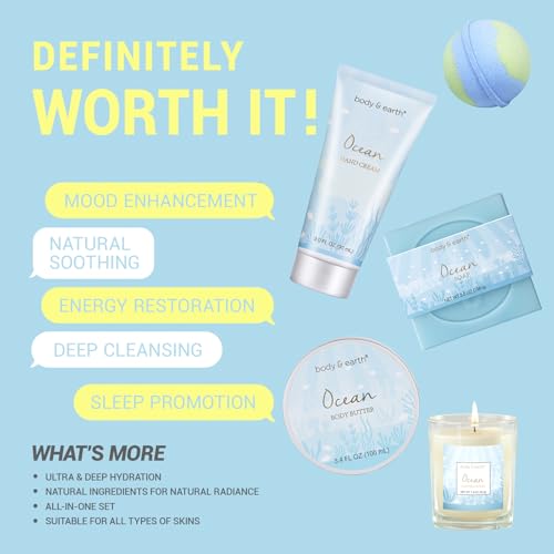 Women's Bath and Body Gift Set with 5 Pcs Ocean Scented Spa Gifts G419995