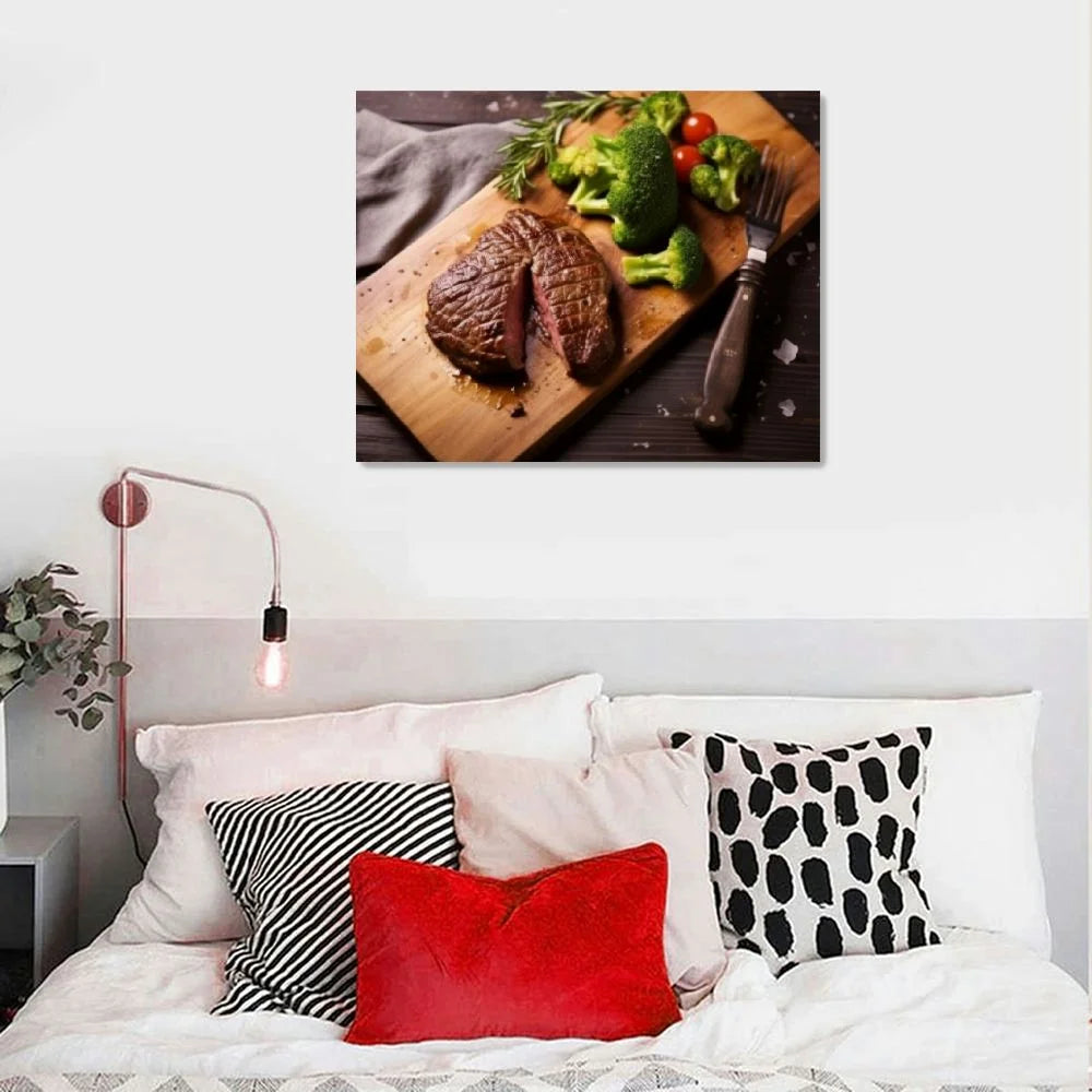 GOSMITH Ribeye Steak Canvas Print Wall Art with Frame J64813