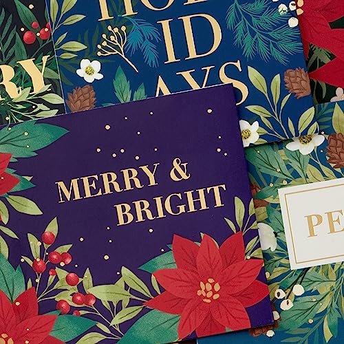 Hallmark Boxed Christmas Cards, Jewel-Tone Floral, 72 Cards with Envelopes H490