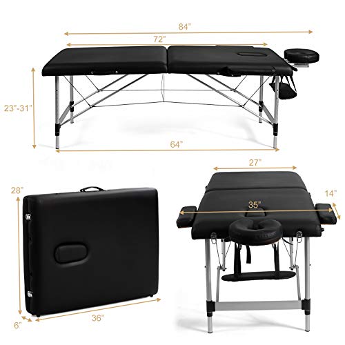 Giantex 84" Portable Massage Table with Face Cradle & Carry Case K306363