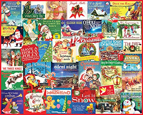 White Mountain 1000 Piece Jigsaw Puzzle Winter Christmas Holiday Puzzles for Adults and Kids 24"x30" Large Pieces - Chrismas Carols