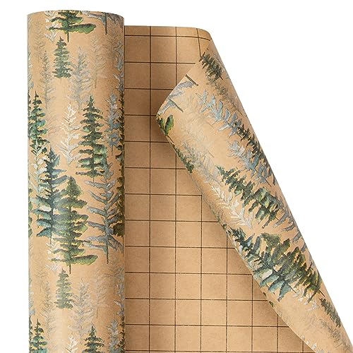 RUSPEPA Christmas Wrapping Paper Jumbo Roll Kraft Paper, Christmas Tree Design, 30 in x 100 ft U53088