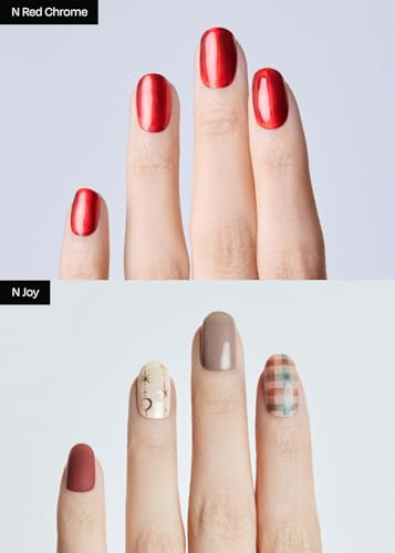 ohora Semi Cured Gel Nail Strips Red Chrome & Joy Christmas Set V6536