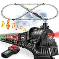 Hot Bee Train Set, Remote Control Train Toys with Luxury Track & Glowing Passenger Carriages, Metal Christmas Tree Train with Smoke, Light and Sound, Toy Train Set for 3 4 5 6 7+ Years Old Boys Gifts