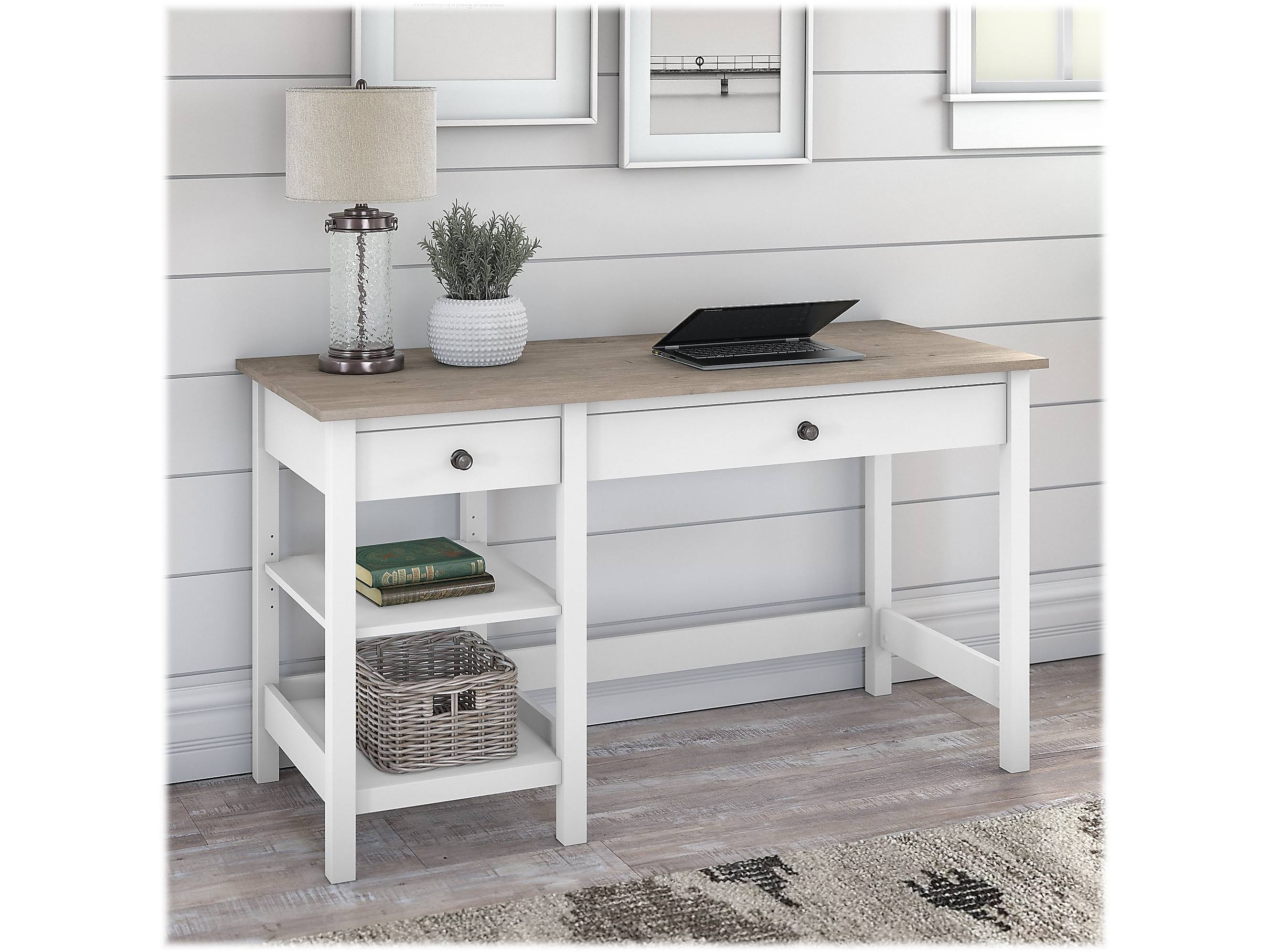 Bush Furniture Mayfield 54W Computer Desk with Shelves Shiplap Gray H7361
