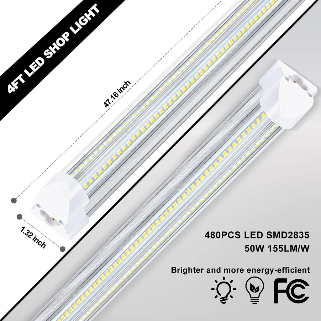 WAGEE LED Shop Lights 4FT 50W 7750 Lumen 6000K Linkable Plug and Play (10 Pack) I68391