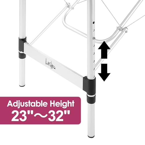 Portable Lash Bed with Eyelash Pillow, Height Adjustable Waterproof Aluminum Frame (Pink) I2470