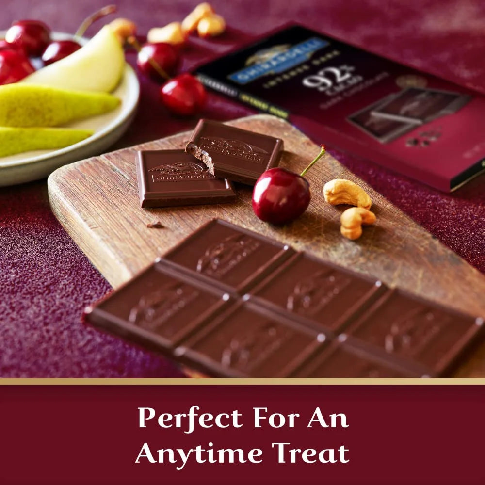GHIRARDELLI Intense Dark Chocolate Bar, 92% Cacao, 3.17 oz (Pack of 12) D269