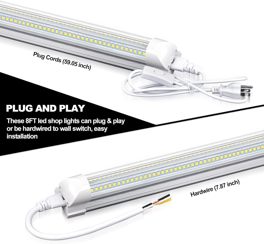 WAGEE LED Shop Lights 4FT 50W 7750 Lumen 6000K Linkable Plug and Play (10 Pack) I68391