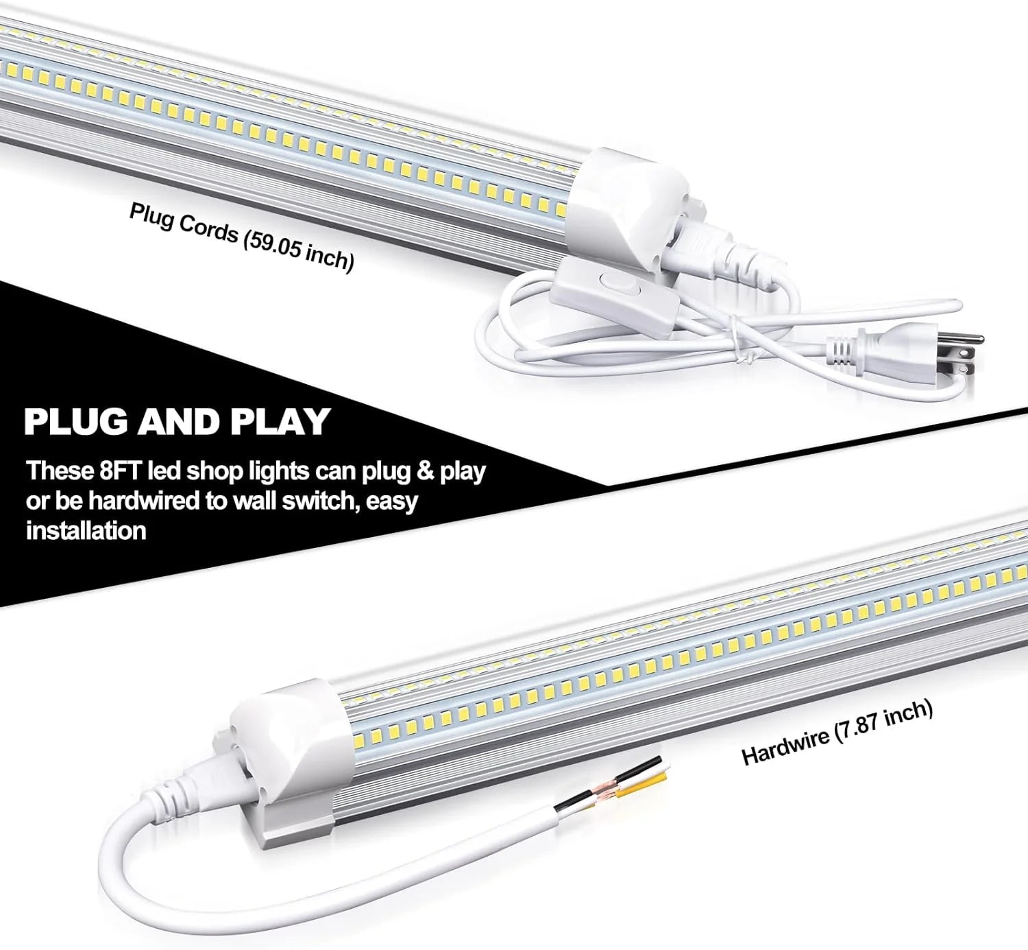 WAGEE LED Shop Lights 4FT 50W 7750 Lumen 6000K Linkable Plug and Play (10 Pack) I68391