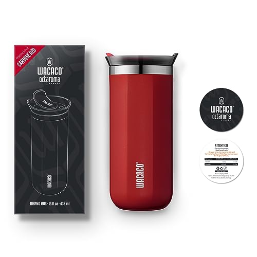 WACACO Octaroma Classico Vacuum Insulated Coffee Mug, Double-wall Stainless Steel, 6 fl oz, Carmine Red Z33030