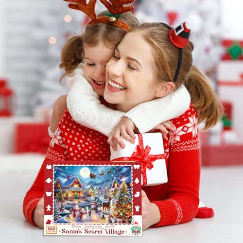 500 Piece Christmas Jigsaw Puzzle Santa's Secret Village Irregular Shape V19686