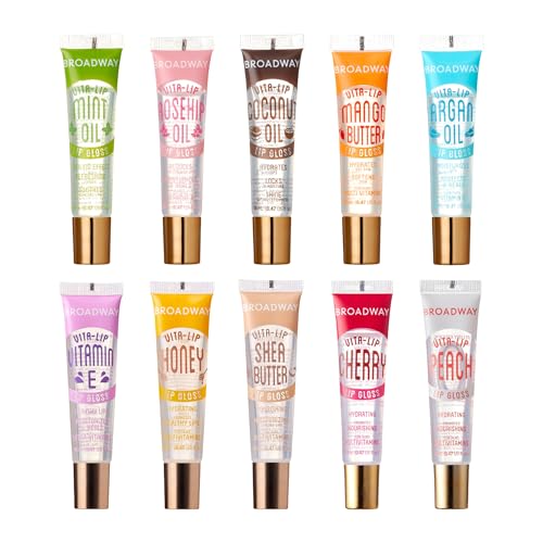 Ruby Kisses Broadway Vita-Lip Clear Lip Gloss 8 Pack, Ultra-Hydrating with Vitamins T1692