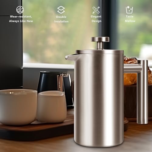 12 OZ Stainless Steel French Press Coffee Maker for Camping Travel U99491