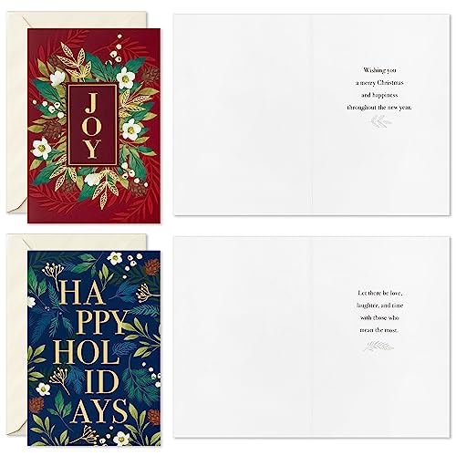 Hallmark Boxed Christmas Cards, Jewel-Tone Floral, 72 Cards with Envelopes H490