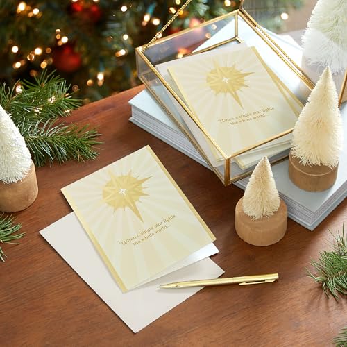 Hallmark Boxed Religious Christmas Cards, Gold Foil Star, 40 Cards with Envelopes Y420453