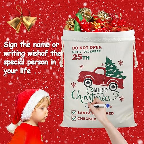 CCINEE 3Pack Christmas Santa Sacks Gift Bags with Drawstring Large Burlap M316521