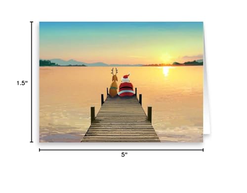 Stonehouse Collection Dock Sunset Christmas Card 18 Boxed Holiday Cards and Envelopes USA Made J542
