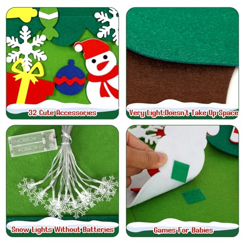 YEAHBEER Felt Christmas Tree for Toddlers with 30 Ornaments J4656