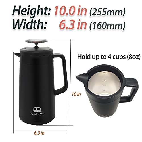 34oz Double Vacuum Insulated French Press Coffee Maker, Stainless Steel, Matte Black F98944