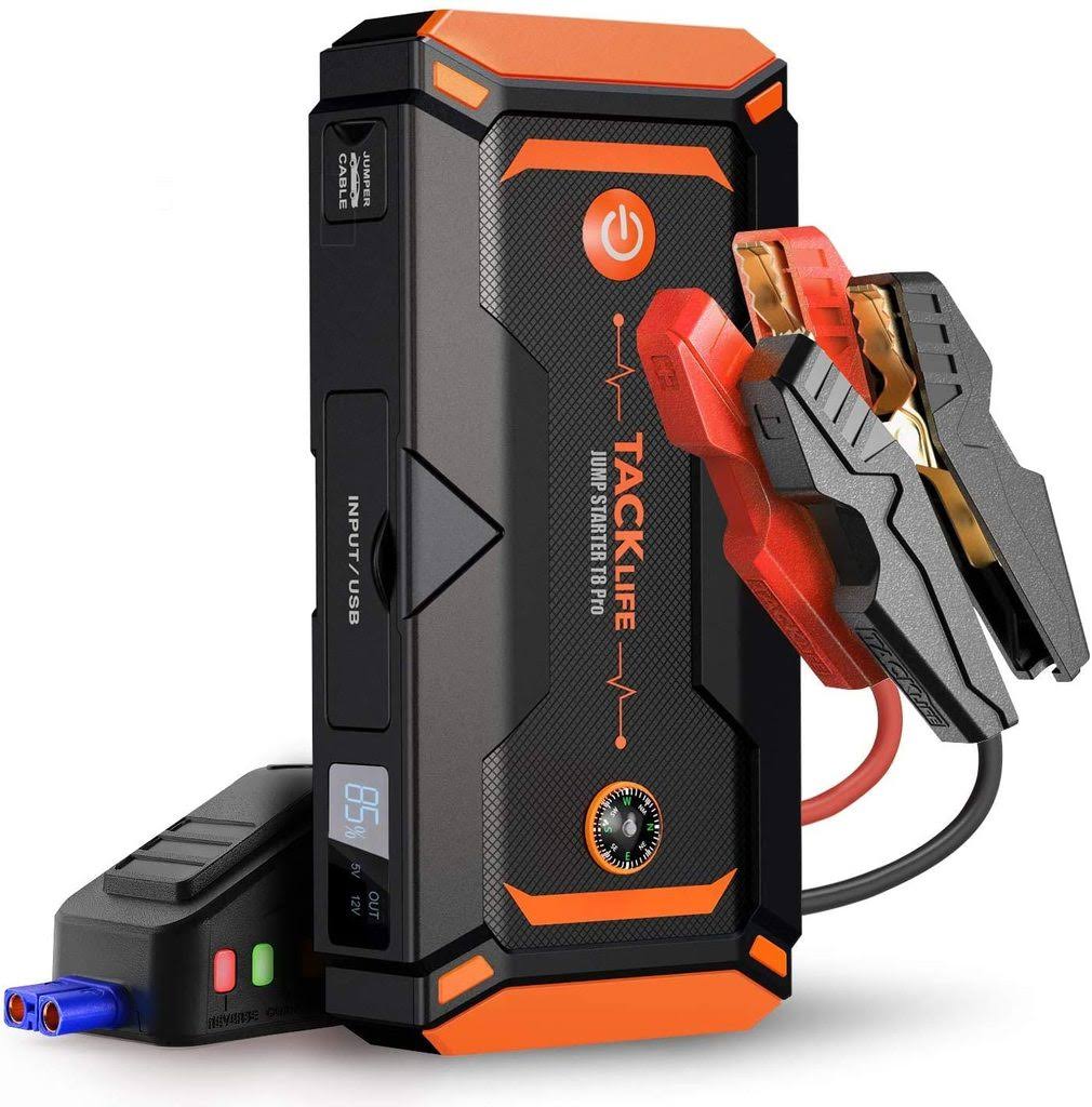 Tacklife T8 Pro 1200A Peak 18000mAh Water-Resistant Car Jump Starter with LCD Screen, Orange - Avayadevconnect