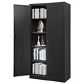 Metal Storage Cabinet 71" White Locking Steel Cabinet with 2 Doors and 5 Shelves U4003