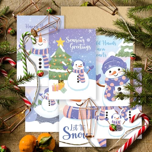 SuperShunhu 24 Cute Snowman Christmas Cards with Envelopes, 4x6 Inch T41132