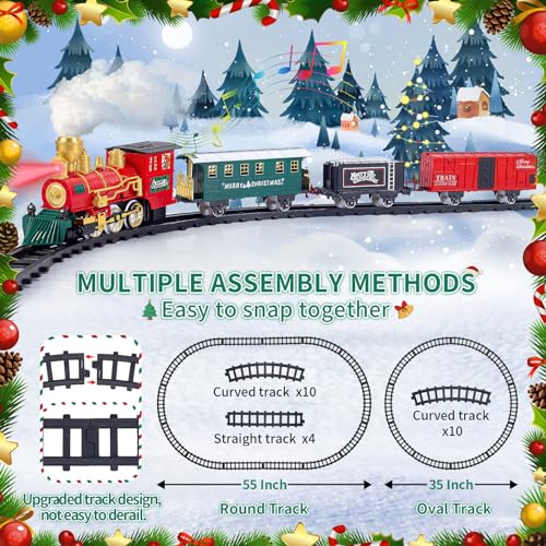 Kids Train Set with Steam Locomotive, Sounds & Lights for Boys Girls Ages 3-8 N4969