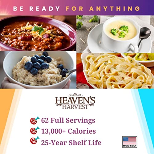 Heaven’s Harvest 25-Year Family Food Kit, Freeze Dried Emergency Food Supply in Waterproof Bucket J222