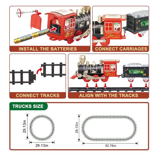 JUQU Christmas Train Set for Kids Ages 3-8, Battery Operated with Lights and Sounds R49536