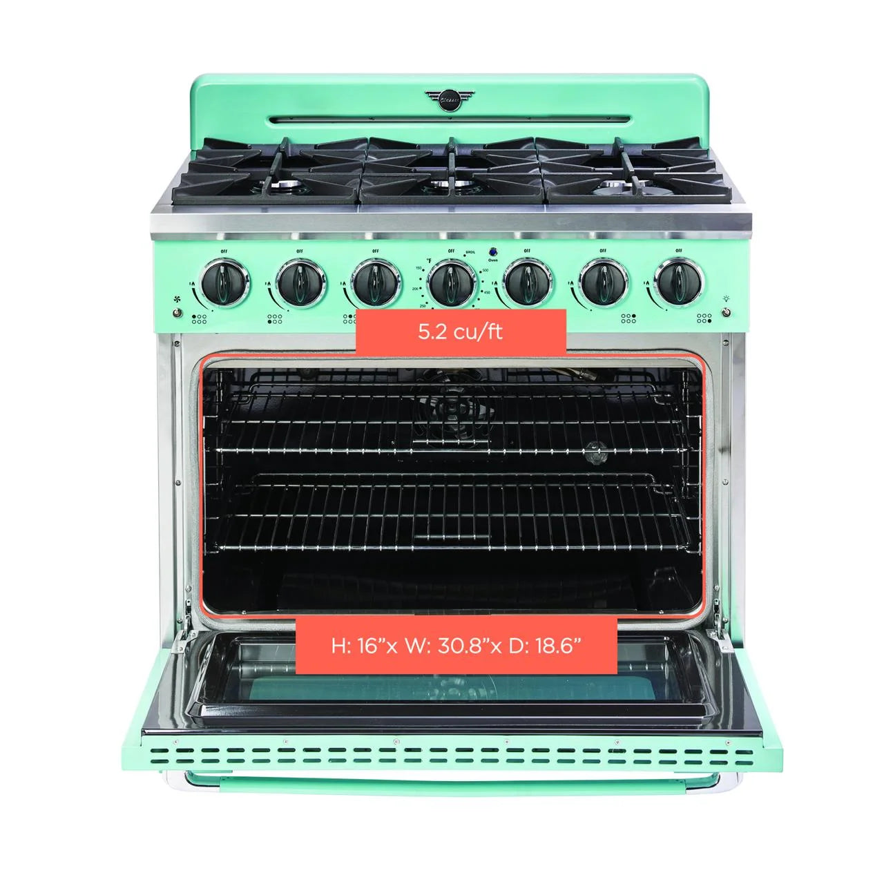 Unique Classic Retro 36" Freestanding Gas Range with Convection Oven P68118