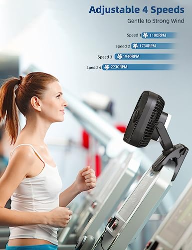 SLENPET 20000mAh Rechargeable Portable Clip on Fan with Light & Hook R310107