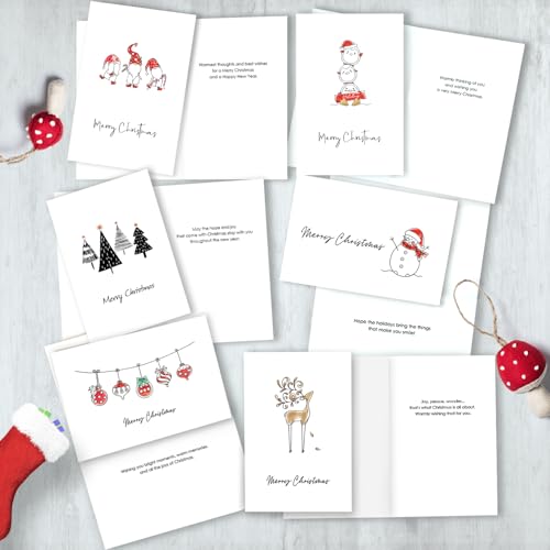 Christmas Cards - Pack of 24, 6 Assorted Designs with Envelopes, 4" x 6" Q573015