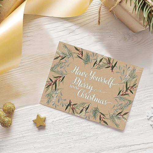 Masterpiece Holiday Greetings Christmas Cards with Snowy Cardinal Wreath, 16 Boxed with Envelopes L381397