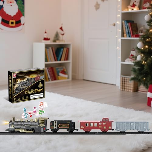 JUQU Christmas Train Set for Kids Ages 3-8 with Remote Control, Lights & Sounds X829788