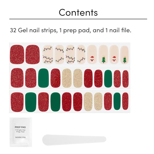 Dashing Diva Gloss Nail Strips Santa Baby - Gel Nail Stickers, 32 Count R845