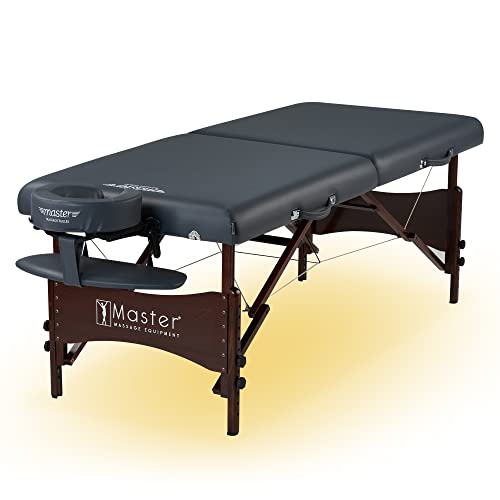 Master Massage Newport Portable Massage Table with 2.5" Cushion, Walnut Hardwood, Black, 30" R296868